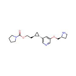 O=C(OCC[C@H]1C[C@@H]1c1cncc(OC[C@@H]2CCN2)c1)N1CCCC1 ZINC000084635773