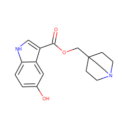 O=C(OCC12CCN(CC1)CC2)c1c[nH]c2ccc(O)cc12 ZINC001772633671