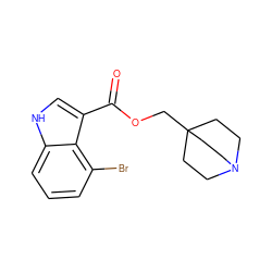 O=C(OCC12CCN(CC1)CC2)c1c[nH]c2cccc(Br)c12 ZINC001772606963