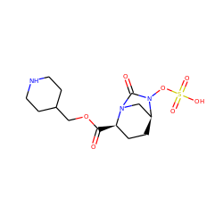 O=C(OCC1CCNCC1)[C@@H]1CC[C@H]2CN1C(=O)N2OS(=O)(=O)O ZINC000096168683