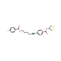 O=C(OCCCCC#Cc1ccc(C(=O)OC2CSSC2)cc1)c1ccc(F)cc1 ZINC000299869501