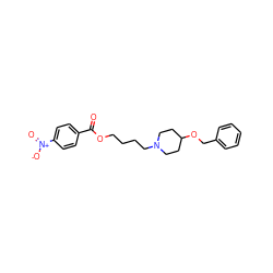 O=C(OCCCCN1CCC(OCc2ccccc2)CC1)c1ccc([N+](=O)[O-])cc1 ZINC000028650693