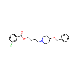 O=C(OCCCCN1CCC(OCc2ccccc2)CC1)c1cccc(Cl)c1 ZINC000028650705