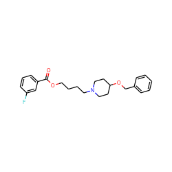 O=C(OCCCCN1CCC(OCc2ccccc2)CC1)c1cccc(F)c1 ZINC000028650709