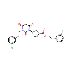 O=C(OCCc1cccc(F)c1)[C@H]1CC[C@@H](N2C(=O)CC(=O)N(CCc3cccc(Cl)c3)C2=O)C1 ZINC000101678129