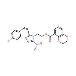 O=C(OCCn1c([N+](=O)[O-])cnc1/C=C\c1ccc(Br)cc1)c1cccc2c1OCCO2 ZINC000169337253