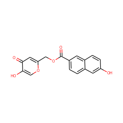 O=C(OCc1cc(=O)c(O)co1)c1ccc2cc(O)ccc2c1 ZINC000073198558