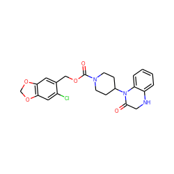 O=C(OCc1cc2c(cc1Cl)OCO2)N1CCC(N2C(=O)CNc3ccccc32)CC1 ZINC000053164722