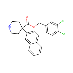 O=C(OCc1ccc(Cl)c(Cl)c1)C1(c2ccc3ccccc3c2)CCNCC1 ZINC000064559007