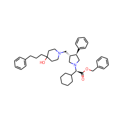 O=C(OCc1ccccc1)[C@@H](C1CCCCC1)N1C[C@H](CN2CCC(O)(CCCc3ccccc3)CC2)[C@@H](c2ccccc2)C1 ZINC000026750542