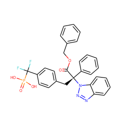 O=C(OCc1ccccc1)[C@](Cc1ccc(C(F)(F)P(=O)(O)O)cc1)(c1ccccc1)n1nnc2ccccc21 ZINC000025993391