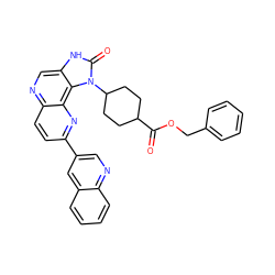 O=C(OCc1ccccc1)C1CCC(n2c(=O)[nH]c3cnc4ccc(-c5cnc6ccccc6c5)nc4c32)CC1 ZINC000150170654