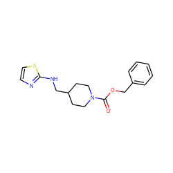 O=C(OCc1ccccc1)N1CCC(CNc2nccs2)CC1 ZINC000034280037