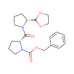 O=C(OCc1ccccc1)N1CCC[C@@H]1C(=O)N1CCC[C@@H]1C1OCCO1 ZINC000028257212