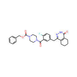 O=C(OCc1ccccc1)N1CCN(C(=O)c2cc(Cc3n[nH]c(=O)c4c3CCCC4)ccc2F)CC1 ZINC000149033063