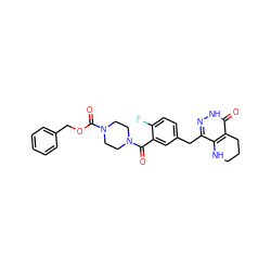 O=C(OCc1ccccc1)N1CCN(C(=O)c2cc(Cc3n[nH]c(=O)c4c3NCCC4)ccc2F)CC1 ZINC000148375271