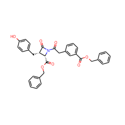 O=C(OCc1ccccc1)c1cccc(CC(=O)N2C(=O)[C@@H](Cc3ccc(O)cc3)[C@H]2C(=O)OCc2ccccc2)c1 ZINC000003934219