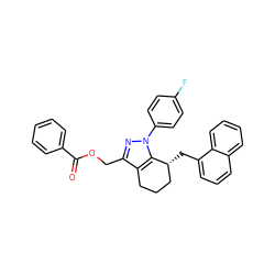 O=C(OCc1nn(-c2ccc(F)cc2)c2c1CCC[C@H]2Cc1cccc2ccccc12)c1ccccc1 ZINC000026575811