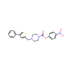 O=C(Oc1ccc([N+](=O)[O-])cc1)N1CCN(Cc2cc(-c3ccccc3)cs2)CC1 ZINC000049766564