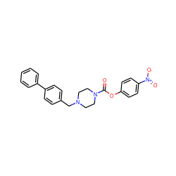 O=C(Oc1ccc([N+](=O)[O-])cc1)N1CCN(Cc2ccc(-c3ccccc3)cc2)CC1 ZINC000049766598