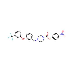 O=C(Oc1ccc([N+](=O)[O-])cc1)N1CCN(Cc2cccc(Oc3cccc(C(F)(F)F)c3)c2)CC1 ZINC000049762674