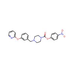 O=C(Oc1ccc([N+](=O)[O-])cc1)N1CCN(Cc2cccc(Oc3ccccn3)c2)CC1 ZINC000049762735