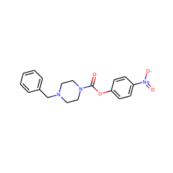 O=C(Oc1ccc([N+](=O)[O-])cc1)N1CCN(Cc2ccccc2)CC1 ZINC000049762070