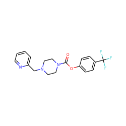 O=C(Oc1ccc(C(F)(F)F)cc1)N1CCN(Cc2ccccn2)CC1 ZINC000049111727