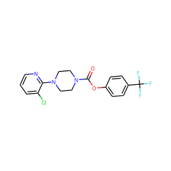 O=C(Oc1ccc(C(F)(F)F)cc1)N1CCN(c2ncccc2Cl)CC1 ZINC000049032761