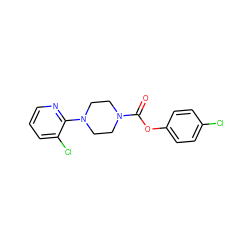 O=C(Oc1ccc(Cl)cc1)N1CCN(c2ncccc2Cl)CC1 ZINC000049249620