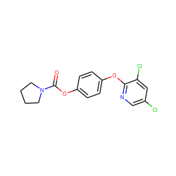 O=C(Oc1ccc(Oc2ncc(Cl)cc2Cl)cc1)N1CCCC1 ZINC000028826583