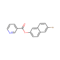 O=C(Oc1ccc2cc(Br)ccc2c1)c1cccnc1 ZINC000000241602