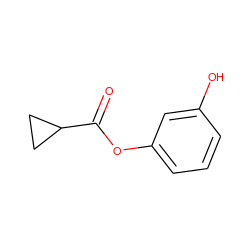 O=C(Oc1cccc(O)c1)C1CC1 ZINC000013836343