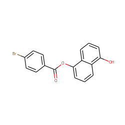 O=C(Oc1cccc2c(O)cccc12)c1ccc(Br)cc1 ZINC000001017164