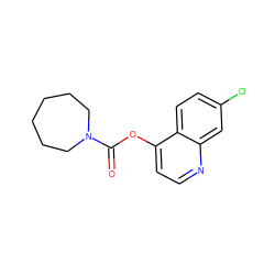 O=C(Oc1ccnc2cc(Cl)ccc12)N1CCCCCC1 ZINC000004294173