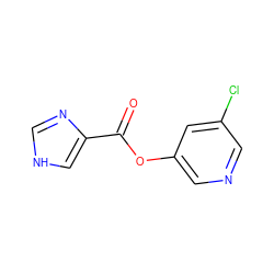 O=C(Oc1cncc(Cl)c1)c1c[nH]cn1 ZINC000040975895