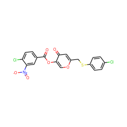 O=C(Oc1coc(CSc2ccc(Cl)cc2)cc1=O)c1ccc(Cl)c([N+](=O)[O-])c1 ZINC000095578967