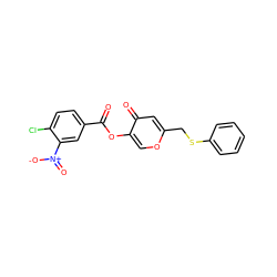 O=C(Oc1coc(CSc2ccccc2)cc1=O)c1ccc(Cl)c([N+](=O)[O-])c1 ZINC000095576121