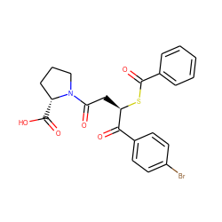 O=C(S[C@H](CC(=O)N1CCC[C@H]1C(=O)O)C(=O)c1ccc(Br)cc1)c1ccccc1 ZINC000027309743