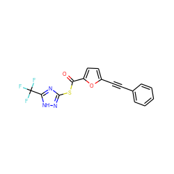 O=C(Sc1n[nH]c(C(F)(F)F)n1)c1ccc(C#Cc2ccccc2)o1 ZINC000001039846