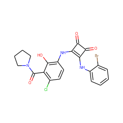 O=C(c1c(Cl)ccc(Nc2c(Nc3ccccc3Br)c(=O)c2=O)c1O)N1CCCC1 ZINC000101113479