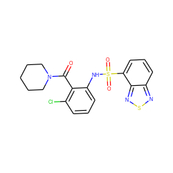 O=C(c1c(Cl)cccc1NS(=O)(=O)c1cccc2nsnc12)N1CCCCC1 ZINC000040791288