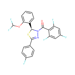 O=C(c1c(F)cc(F)cc1F)N1N=C(c2ccc(F)cc2)S[C@H]1c1ccccc1OC(F)F ZINC000014972850