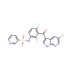 O=C(c1c(F)ccc(NS(=O)(=O)c2cccnc2)c1F)c1c[nH]c2ncc(Cl)cc12 ZINC000113517134