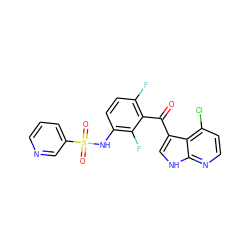 O=C(c1c(F)ccc(NS(=O)(=O)c2cccnc2)c1F)c1c[nH]c2nccc(Cl)c12 ZINC000113518297