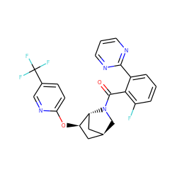 O=C(c1c(F)cccc1-c1ncccn1)N1C[C@H]2C[C@@H](Oc3ccc(C(F)(F)F)cn3)[C@H]1C2 ZINC000218537264