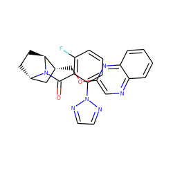 O=C(c1c(F)cccc1-n1nccn1)N1[C@H]2CC[C@H]1[C@H](COc1cnc3ccccc3n1)C2 ZINC000226047611