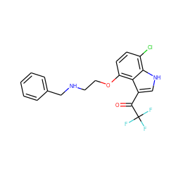 O=C(c1c[nH]c2c(Cl)ccc(OCCNCc3ccccc3)c12)C(F)(F)F ZINC000001903140