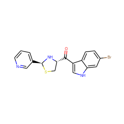 O=C(c1c[nH]c2cc(Br)ccc12)[C@@H]1CS[C@@H](c2cccnc2)N1 ZINC000013737467