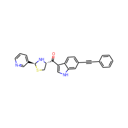 O=C(c1c[nH]c2cc(C#Cc3ccccc3)ccc12)[C@@H]1CS[C@@H](c2cccnc2)N1 ZINC000013737463